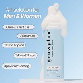 GROWPLEX applying foam to scalp demonstrating targeted coverage benefit