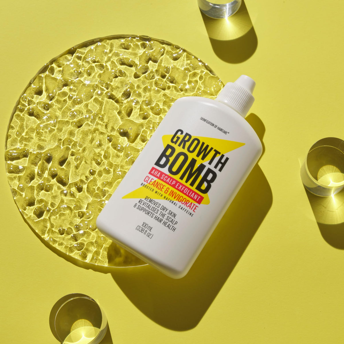 Growth Bomb being applied pre-shampoo in shower to remove buildup benefit