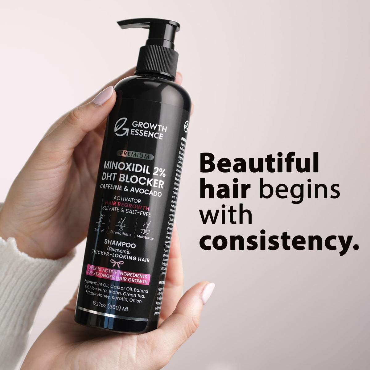 Growth Essence applied to scalp demonstrating targeted coverage