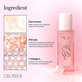 GROWUS applying oil to damp hair to show smoothing benefit and frizz control