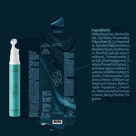 GROWUS eco-friendly packaging label showing 50% PCR and FSC advantage