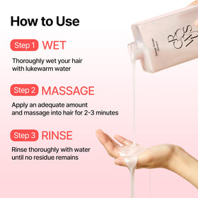 GROWUS shampoo being used in shower delivering gentle cleanse and spa-like scent benefit