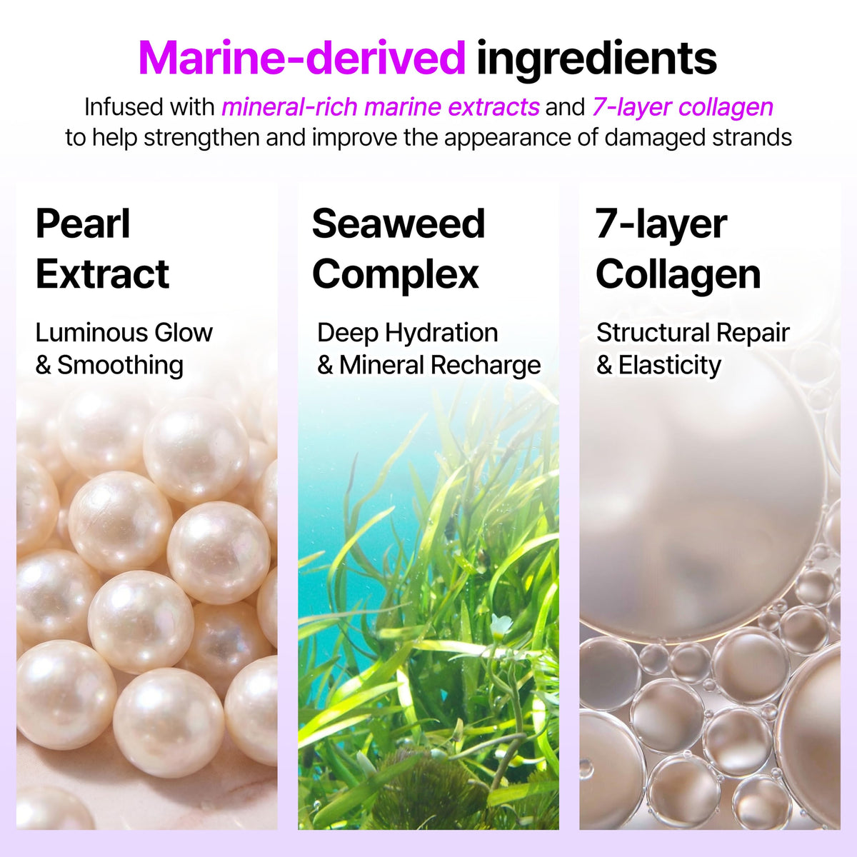 GROWUS pearl protein droplet highlighting repair benefit for hair