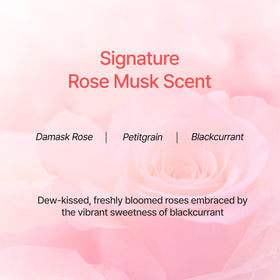 GROWUS rose musk visual highlighting luxurious scent that leaves hair pleasantly fragranced benefit