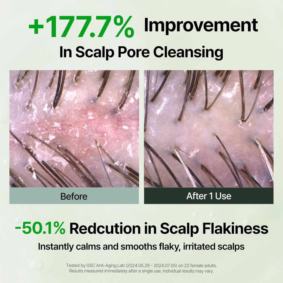 GROWUS shampoo poured into palm producing gentle foam that clarifies scalp