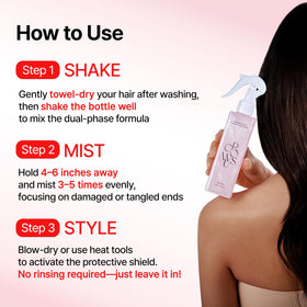 GROWUS used with blow dryer showing heat protection during styling