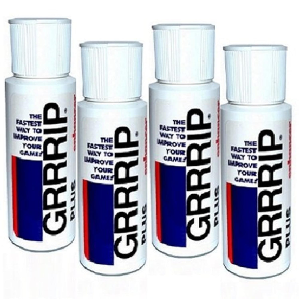 GRRRIP front packaging showing four 2-oz bottles and tidy gym-ready design for cleaner grip