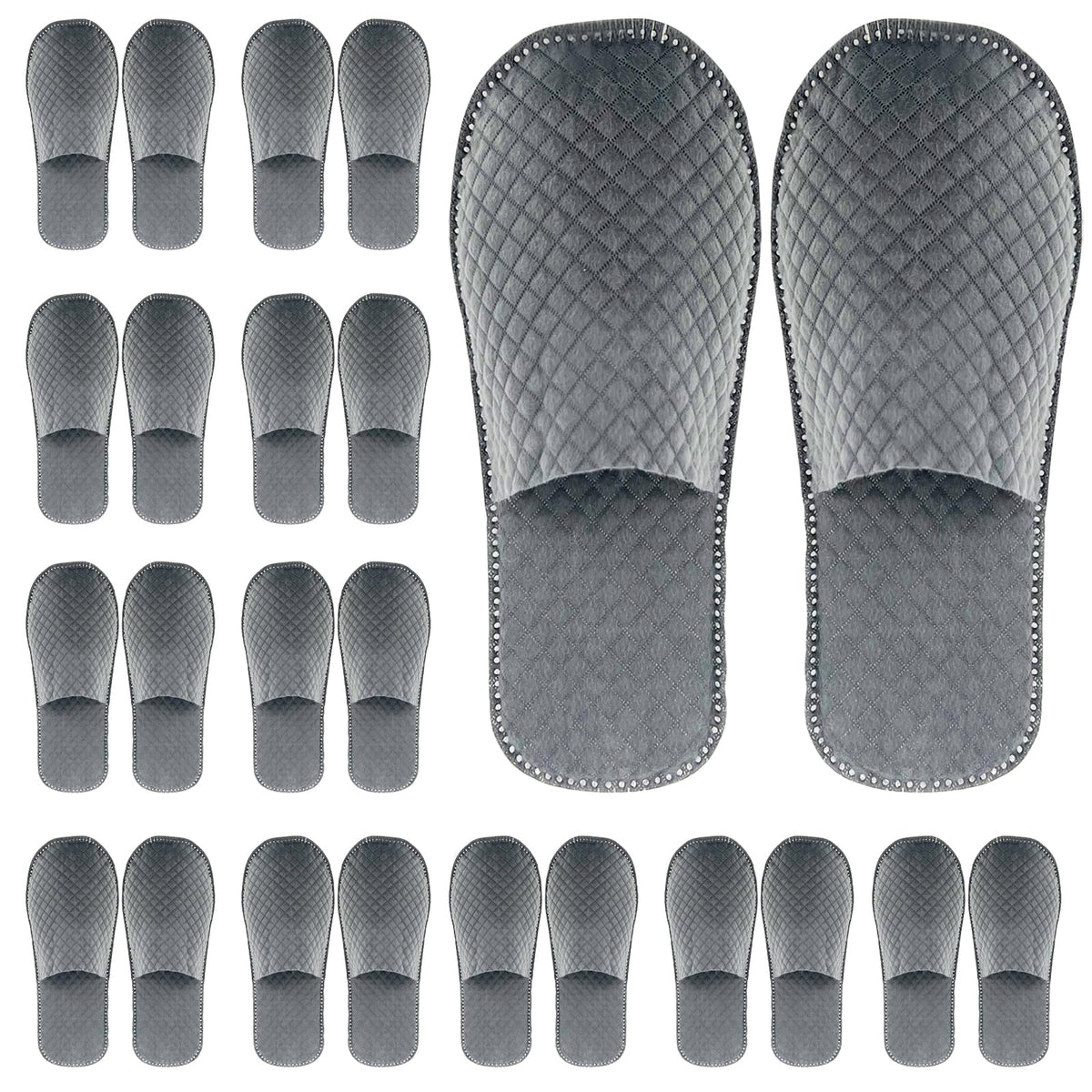 GRWJHUM front packaging view showing white guest slippers and hygiene benefit
