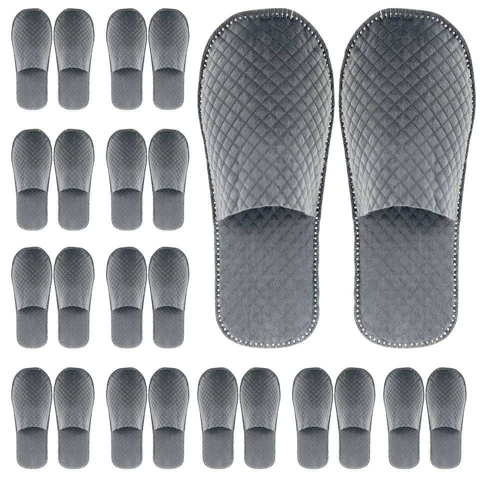 GRWJHUM front packaging view showing white guest slippers and hygiene benefit