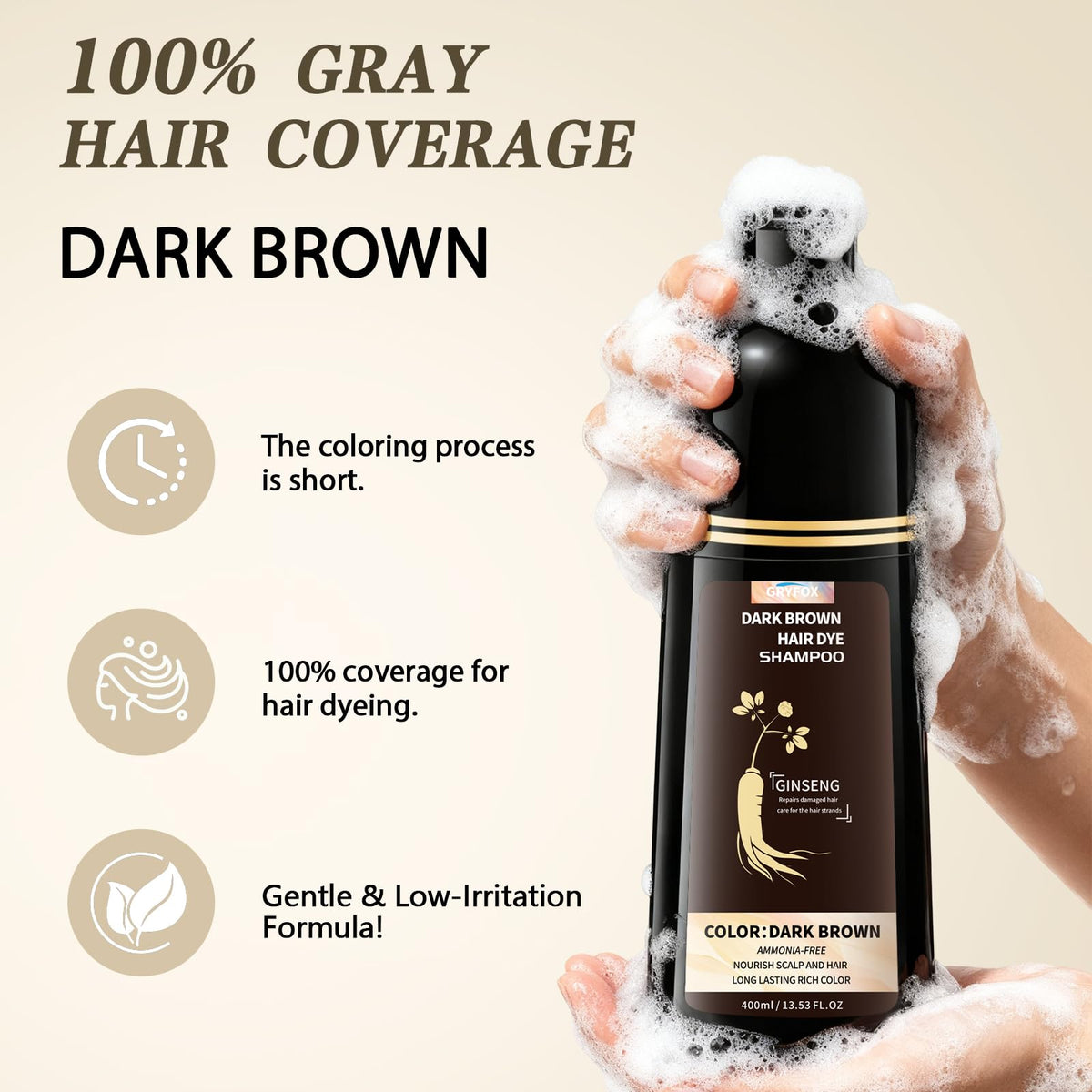 GRYFOX in-shower application showing quick 15–20 minute processing