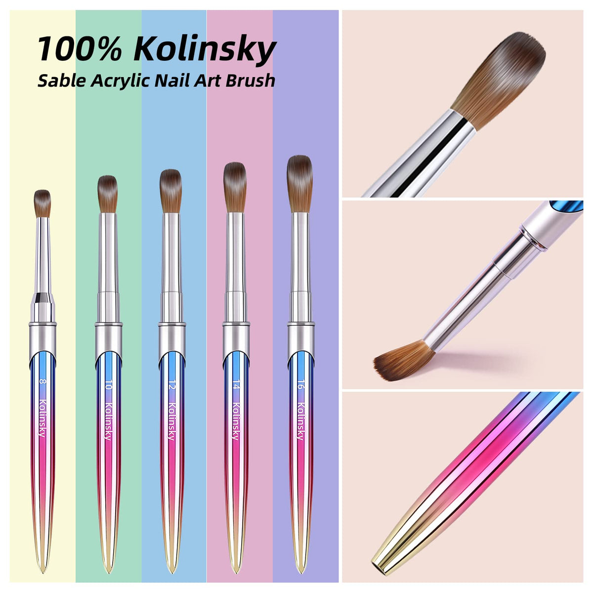 GSWOI close-up of kolinsky bristles displaying fine tip for precise acrylic control