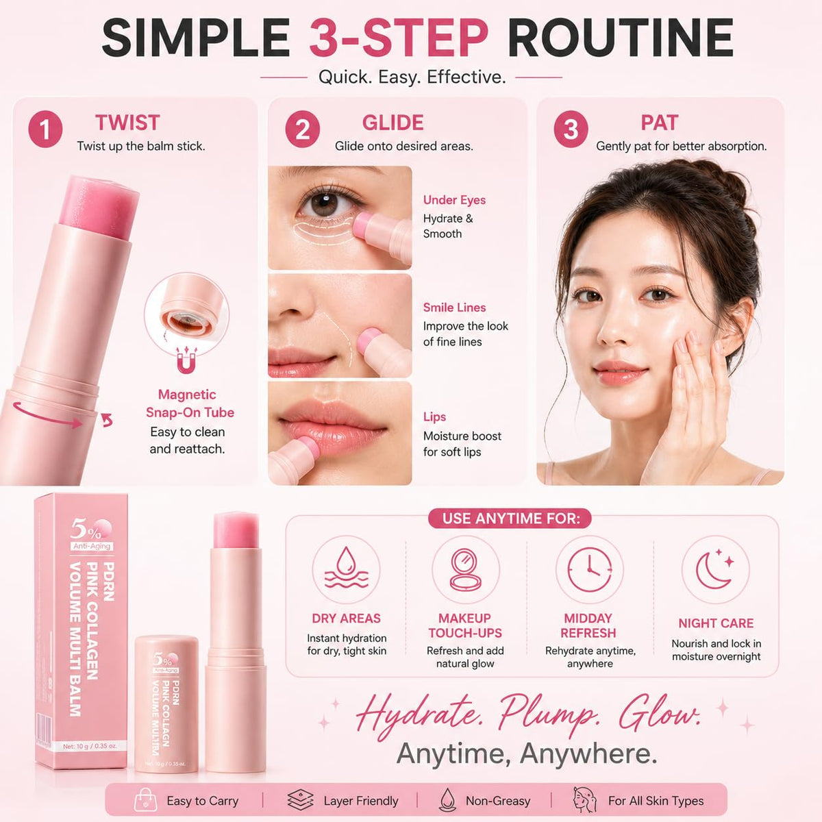 gtalmp stick in a travel makeup bag showing on-the-go hydration and touch-up benefit