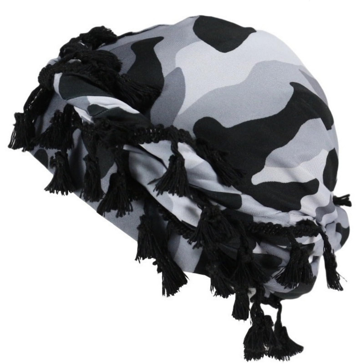 Gturytr front view showing camouflage grey-white turban, stylish protection