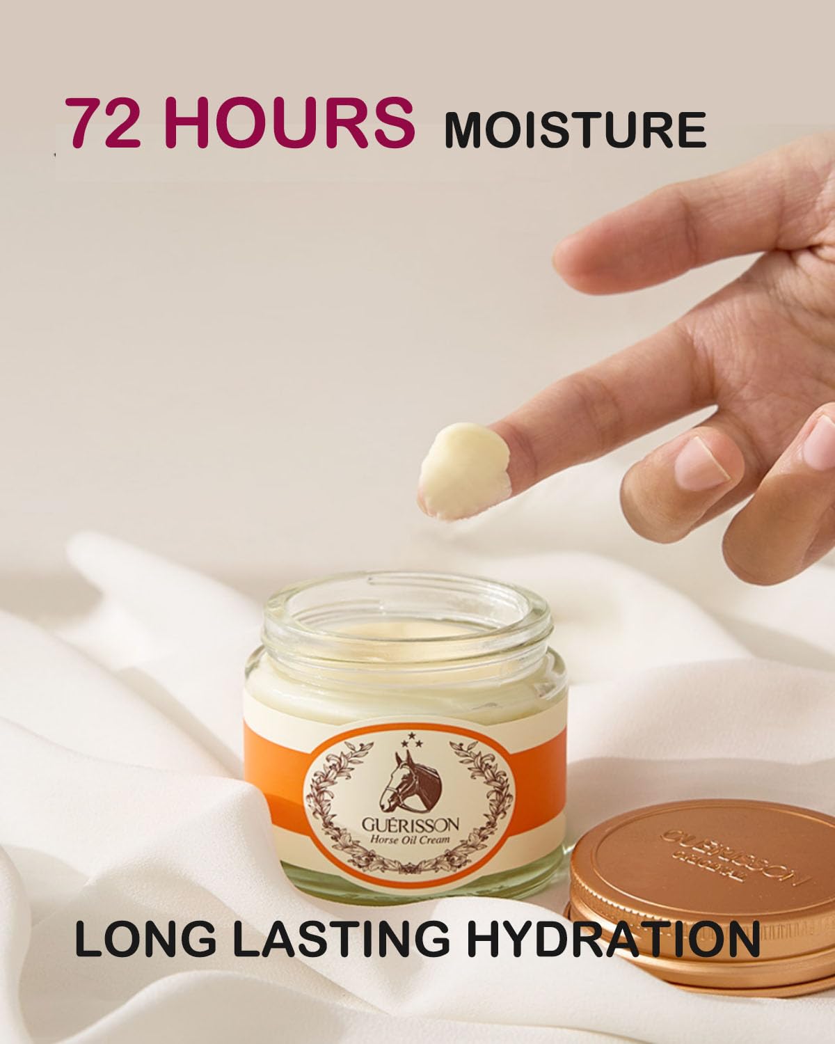 GUERISSON open jar texture shot illustrating creamy melt-in hydration