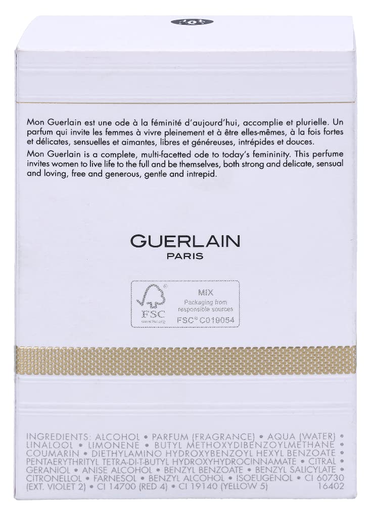 Guerlain Mon Guerlain on vanity with accessories conveying refined lifestyle and gifting appeal
