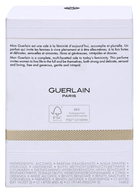Guerlain Mon Guerlain on vanity with accessories conveying refined lifestyle and gifting appeal