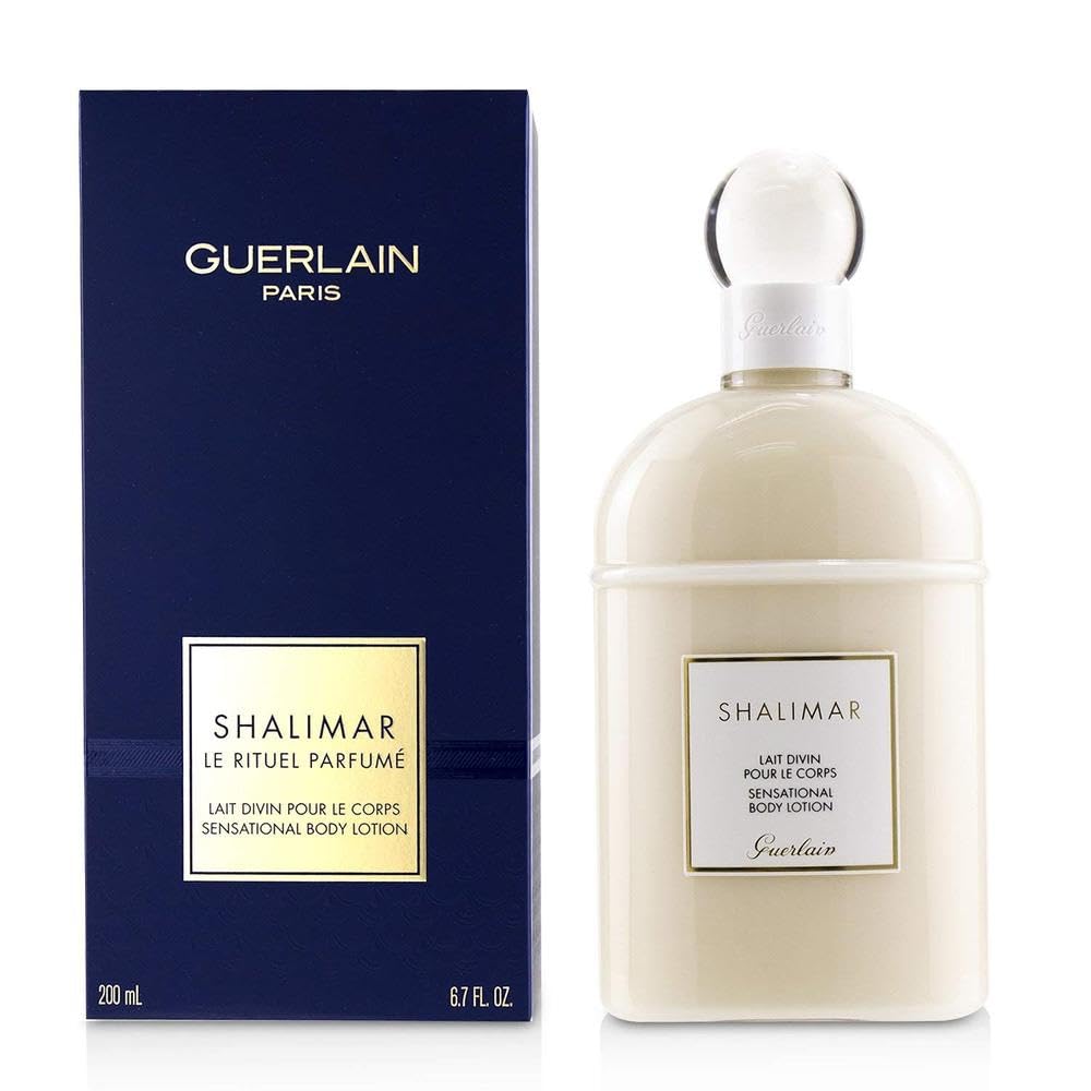 Guerlain Shalimar lotion texture closeup demonstrating smooth, fast-absorbing hydration