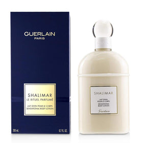 Guerlain Shalimar lotion texture closeup demonstrating smooth, fast-absorbing hydration