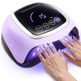 Gugusure front view of lamp showing roomy curing chamber and benefits fast salon finish