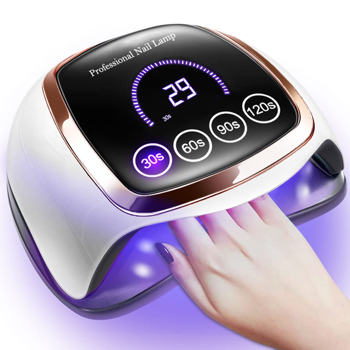 Gugusure front view of 180W UV LED nail lamp showing sleek casing and large opening for fast curing