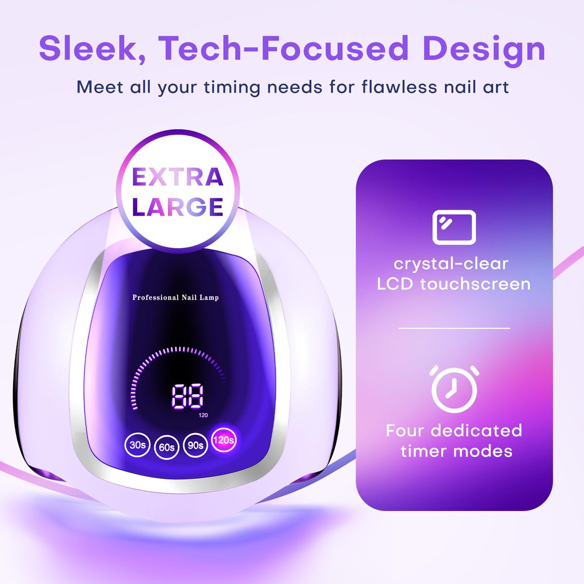 Gugusure large LCD touch display clearly showing timer for precise curing control