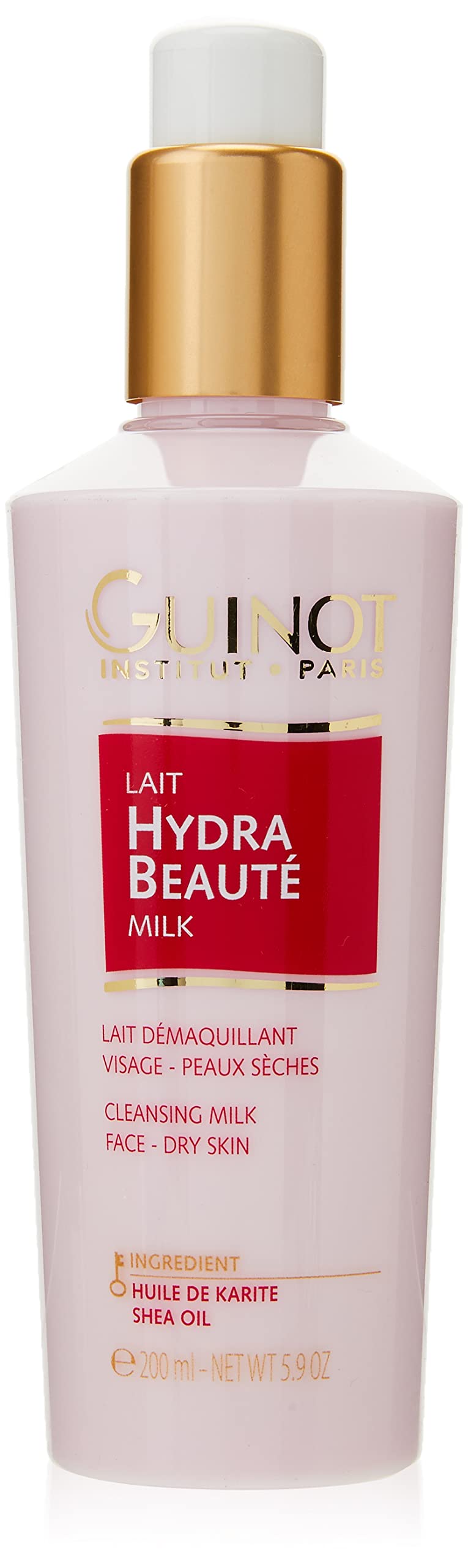 Guinot Hydra Beauté Milk front packaging showing 5.9 oz and product branding for clear identification and trust