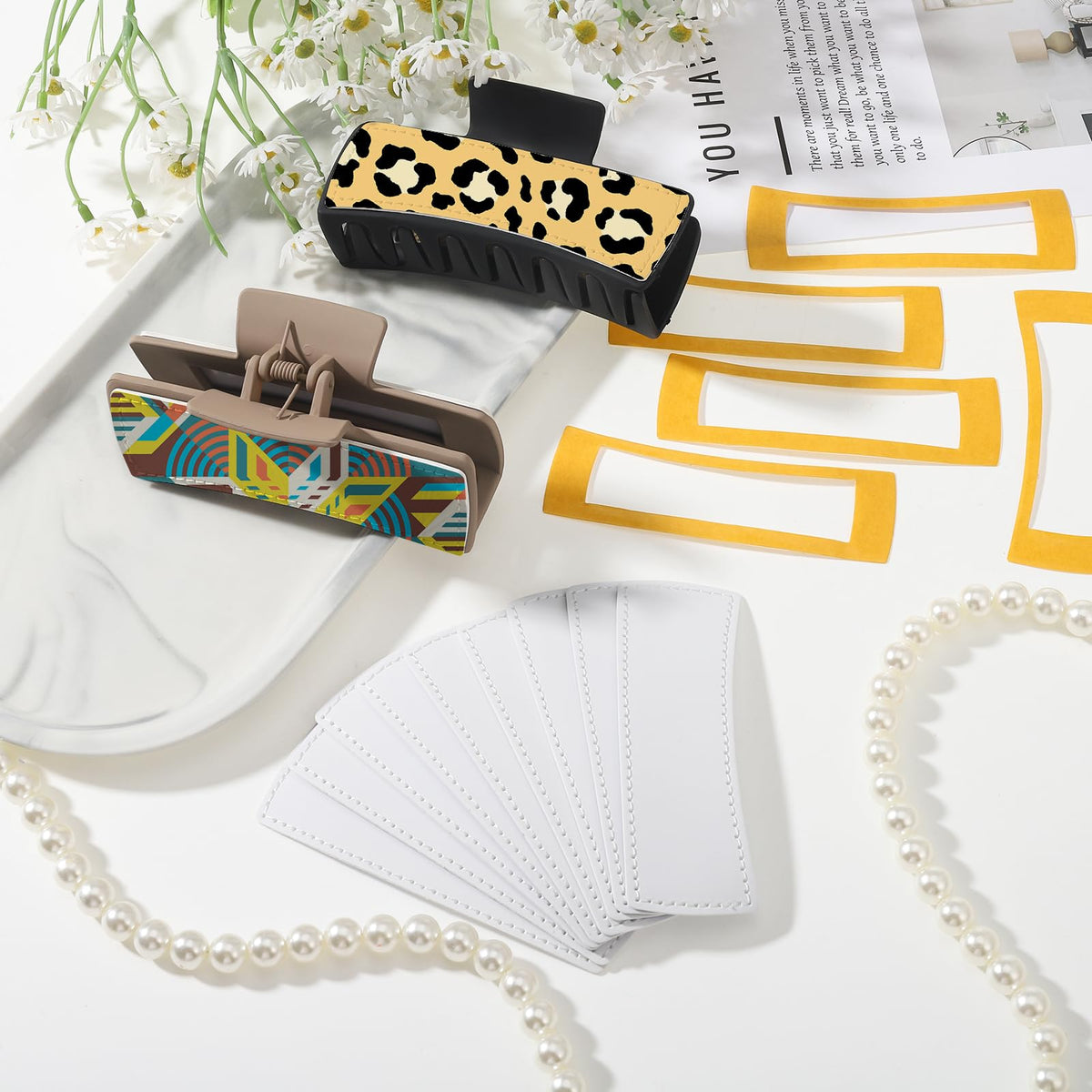 Guiqulai cover applied to rectangular barrette demonstrating snug fit and finished look