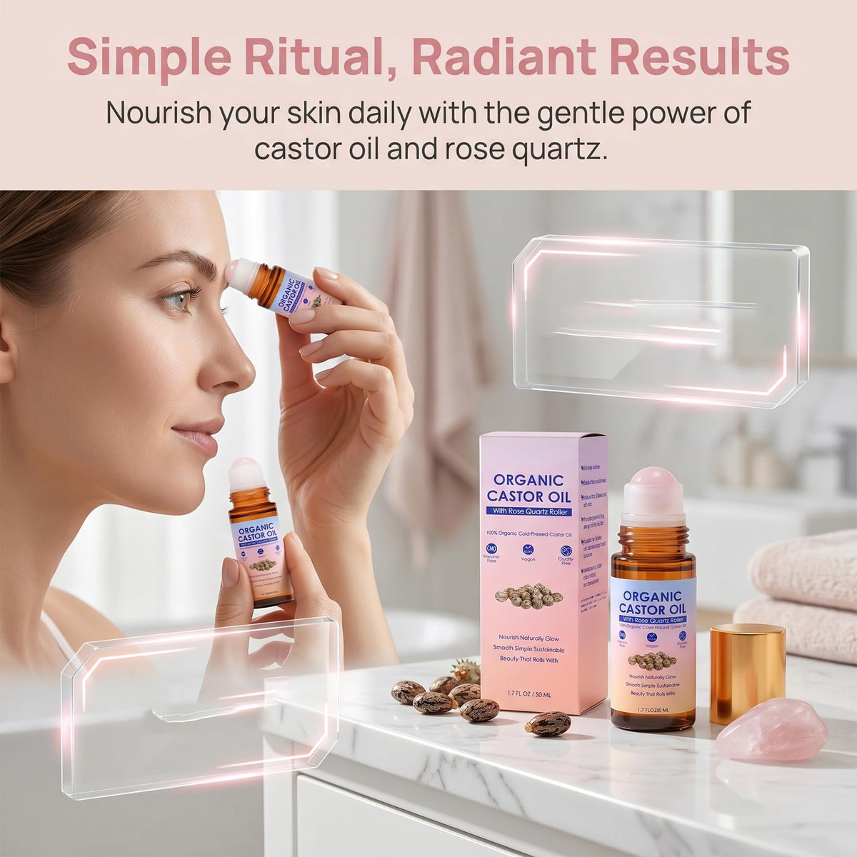 guluxly roll-on application on brow for controlled conditioning