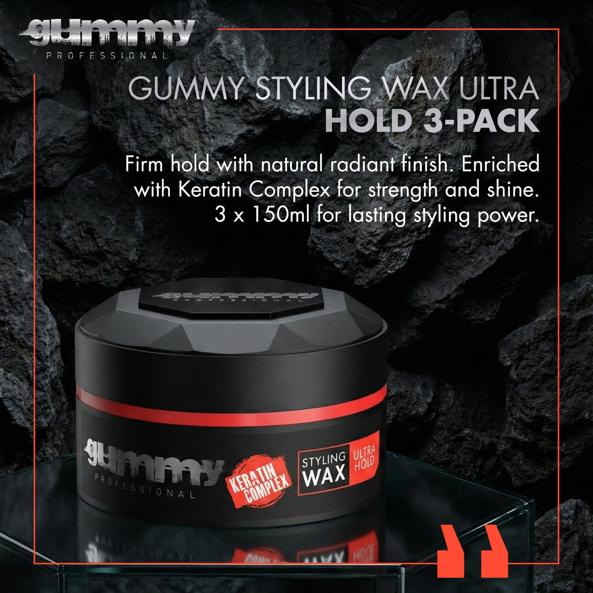 Gummy open jar close-up revealing smooth wax texture and easy application benefit