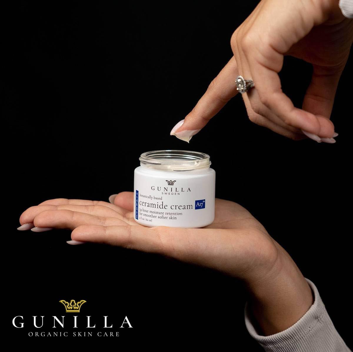 Gunilla cream spread on hand demonstrating smooth, non-greasy absorption