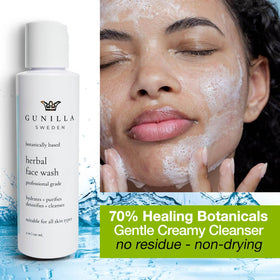 Gunilla Of Sweden pump dispensing cleanser illustrating easy use