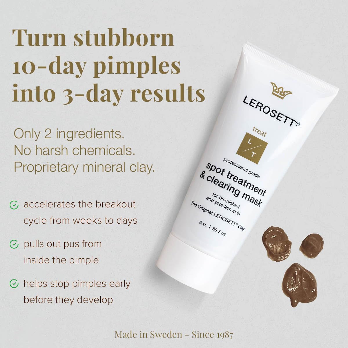Gunilla Of Sweden LEROSETT label detail highlighting two-ingredient purity and transparency