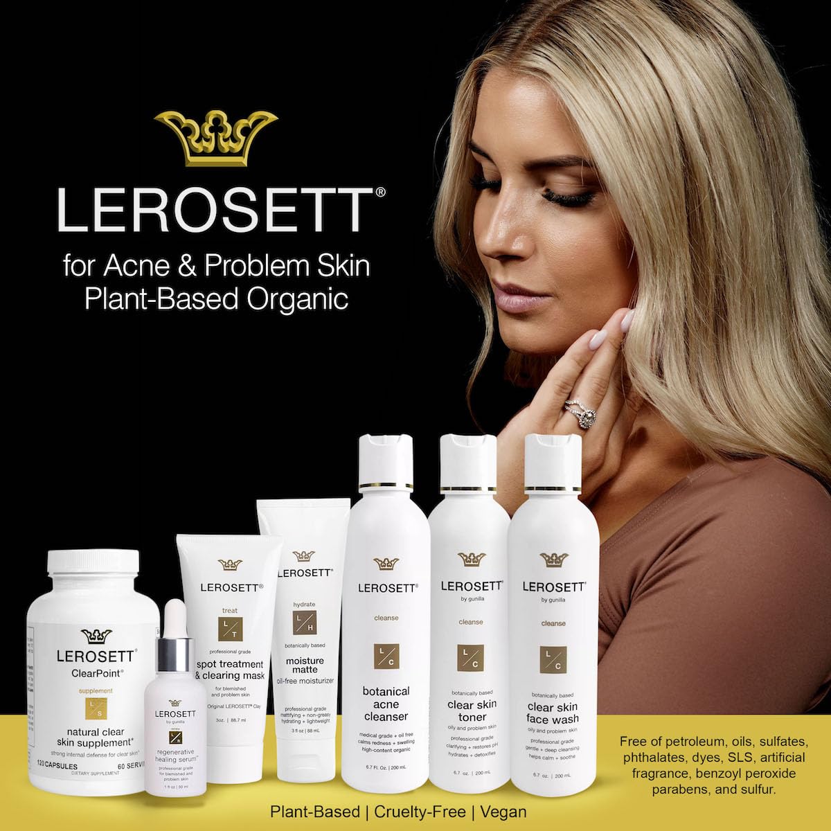 Gunilla Of Sweden LEROSETT tube next to hand for size comparison and long-lasting value