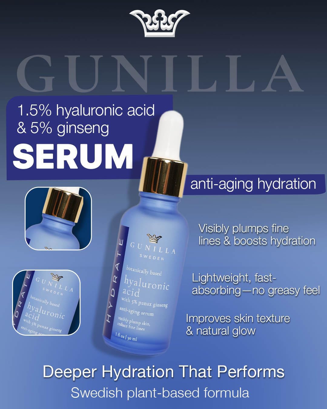 Gunilla Of Sweden dispensing serum on hand showing quick absorption benefit