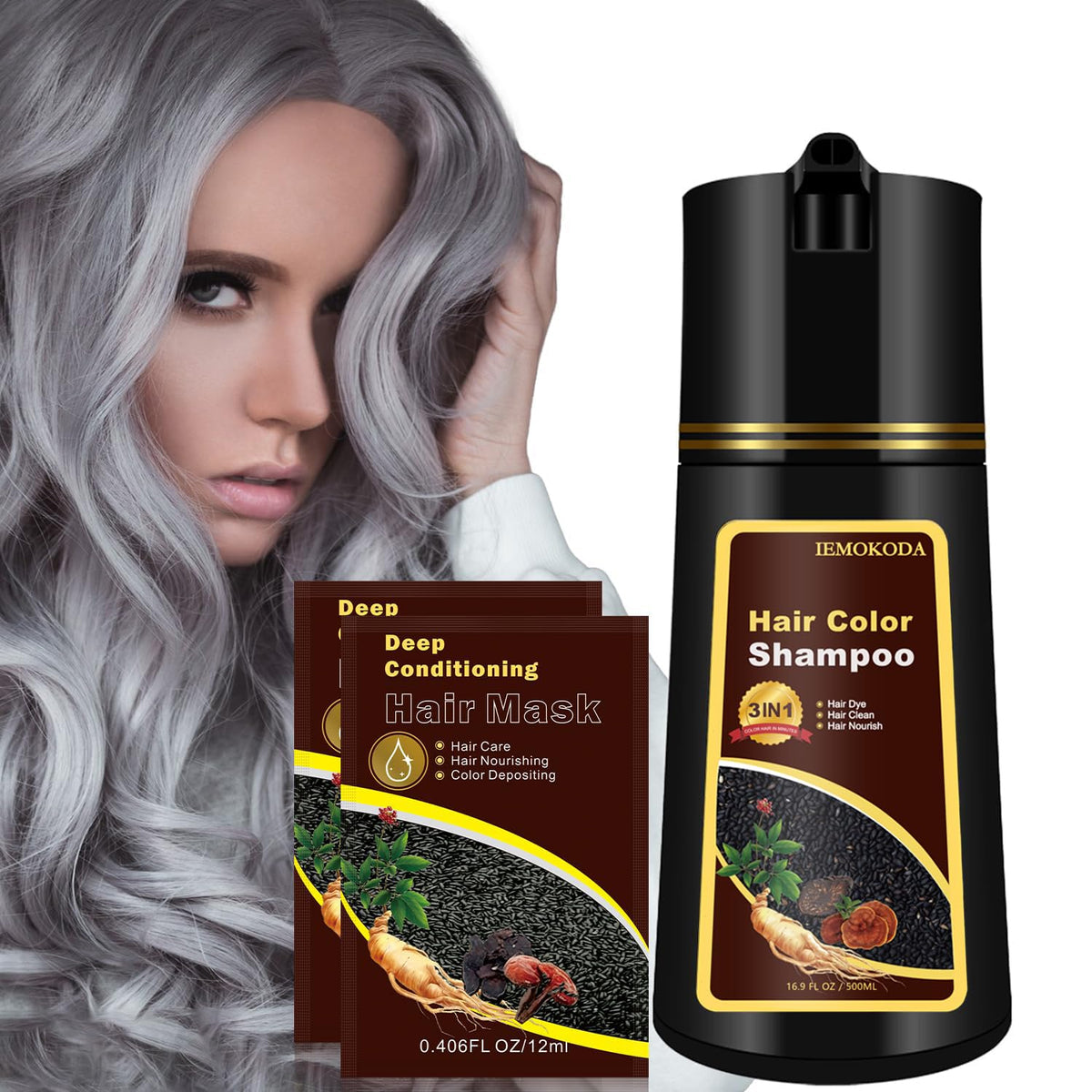 GURKOOYD front packaging showing silver shampoo benefits and easy use