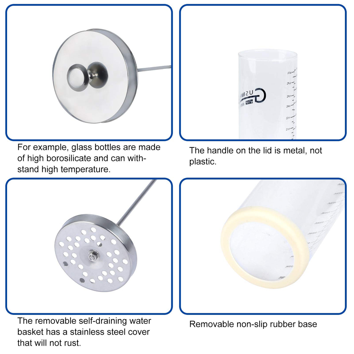 Gusnilo high-borosilicate glass detail highlighting durable, heat-resistant construction