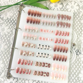GUXACU front cover showing transparent press-on nail organizer and secure closure benefit storage