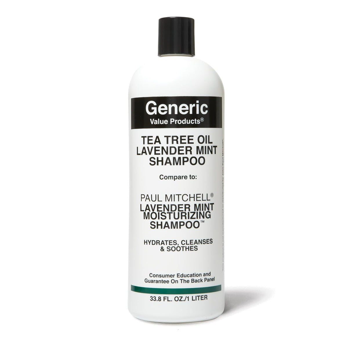Generic Value Products front bottle showing label and size for clear identification and value