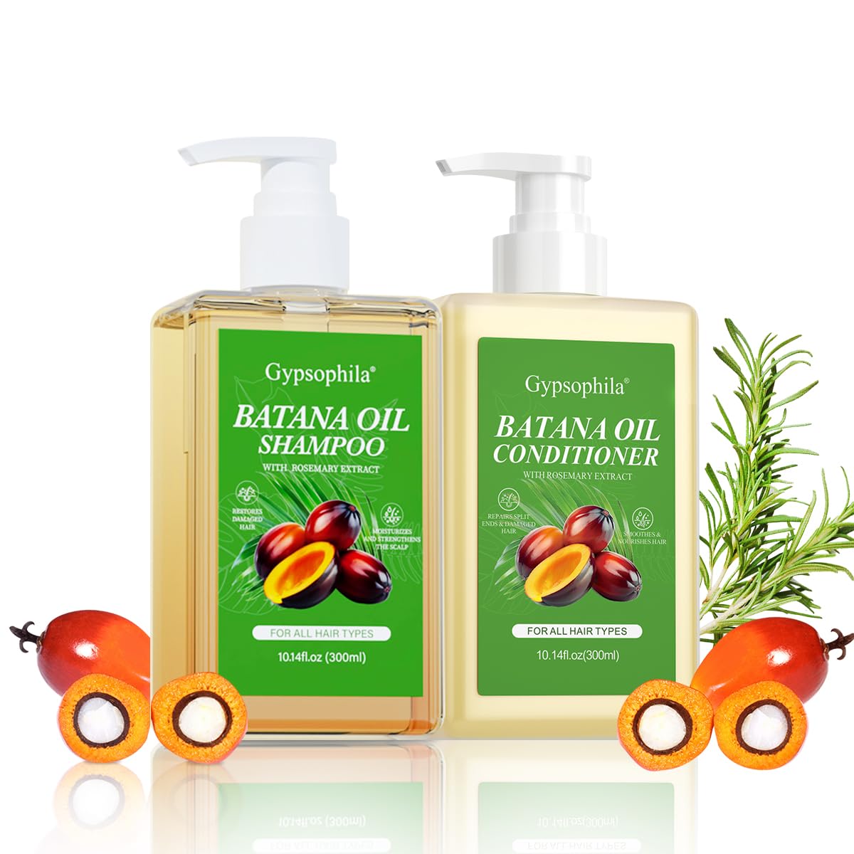 Gypsophila front packaging bottles showing product duo and clear branding, promoting easy identification