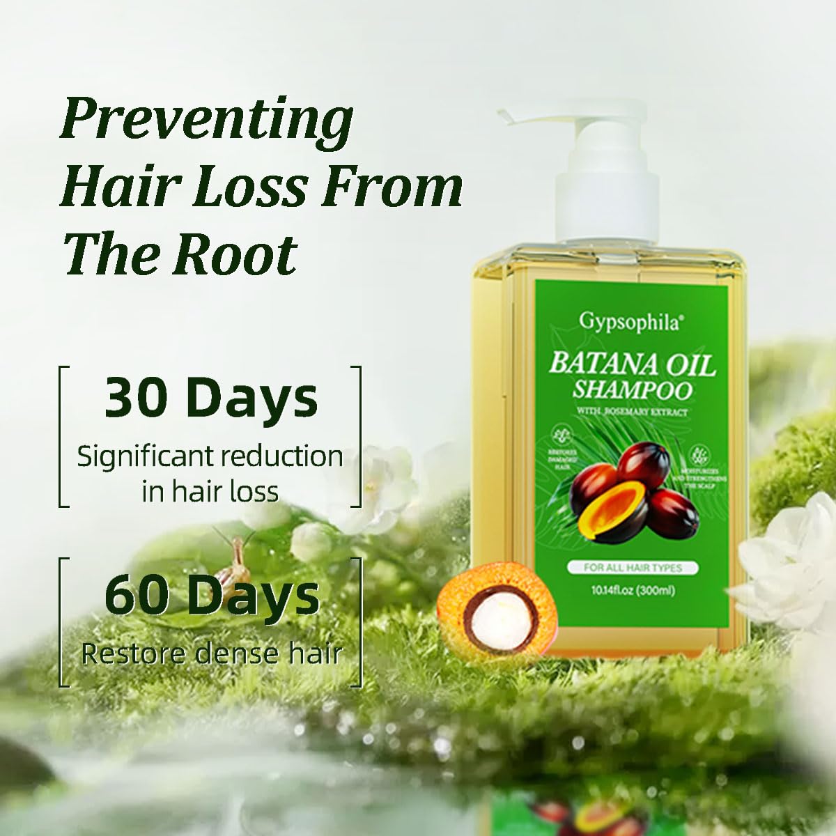 Gypsophila shampoo pouring texture illustrating smooth application benefit