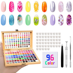 GZIXBDA front palette showing all 96 mini gel shades for instant color selection