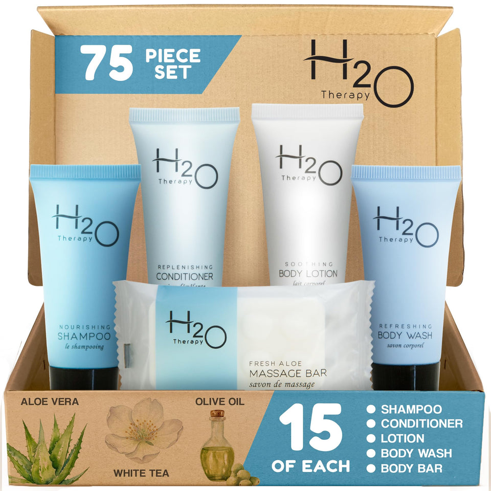 H2O Therapy front packaging showing elegant amenity presentation and upscale appeal