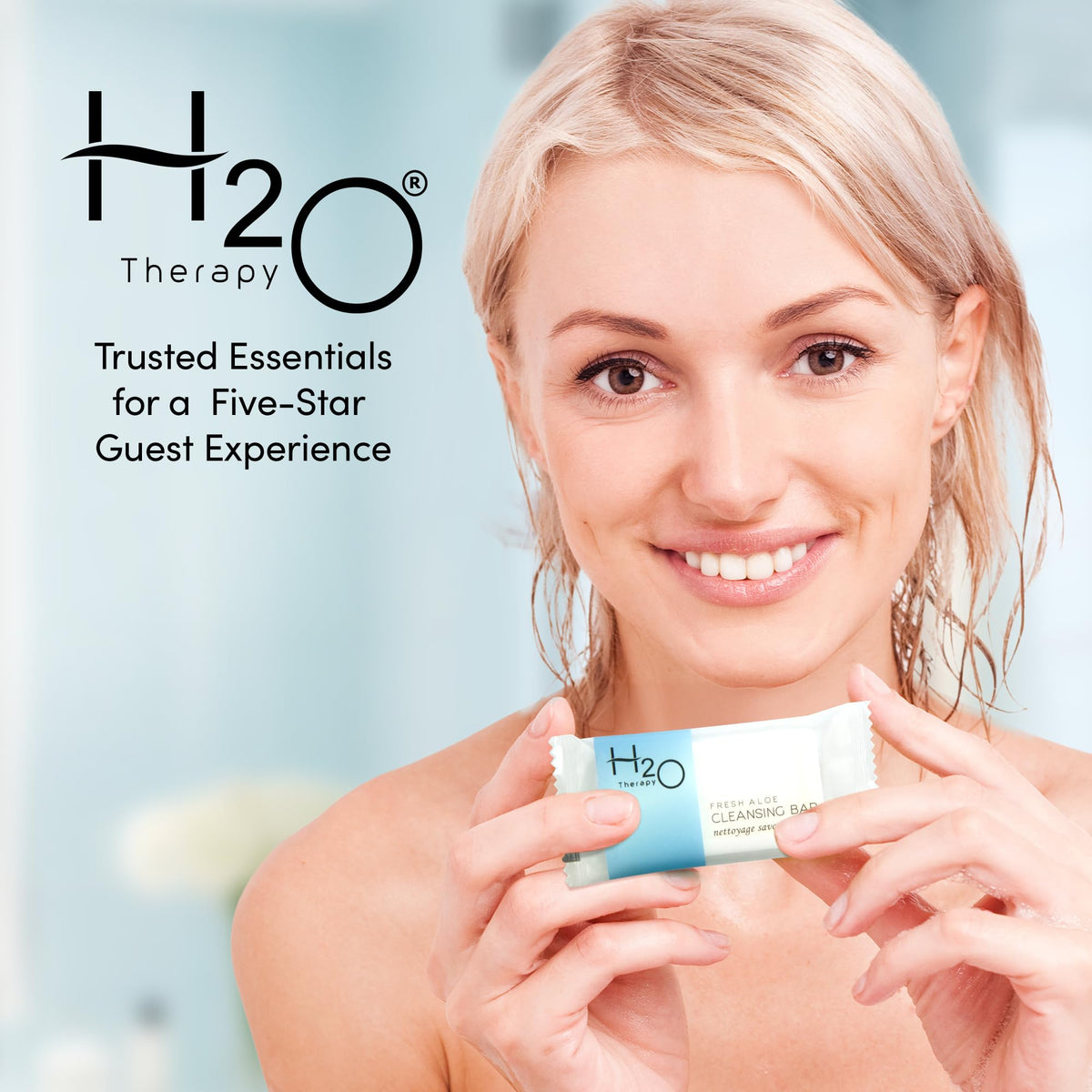 H2O Therapy open sachet revealing bar to highlight single-use freshness