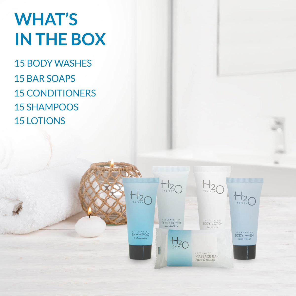 H2O Therapy individually wrapped soap bar showing hygienic single-use convenience