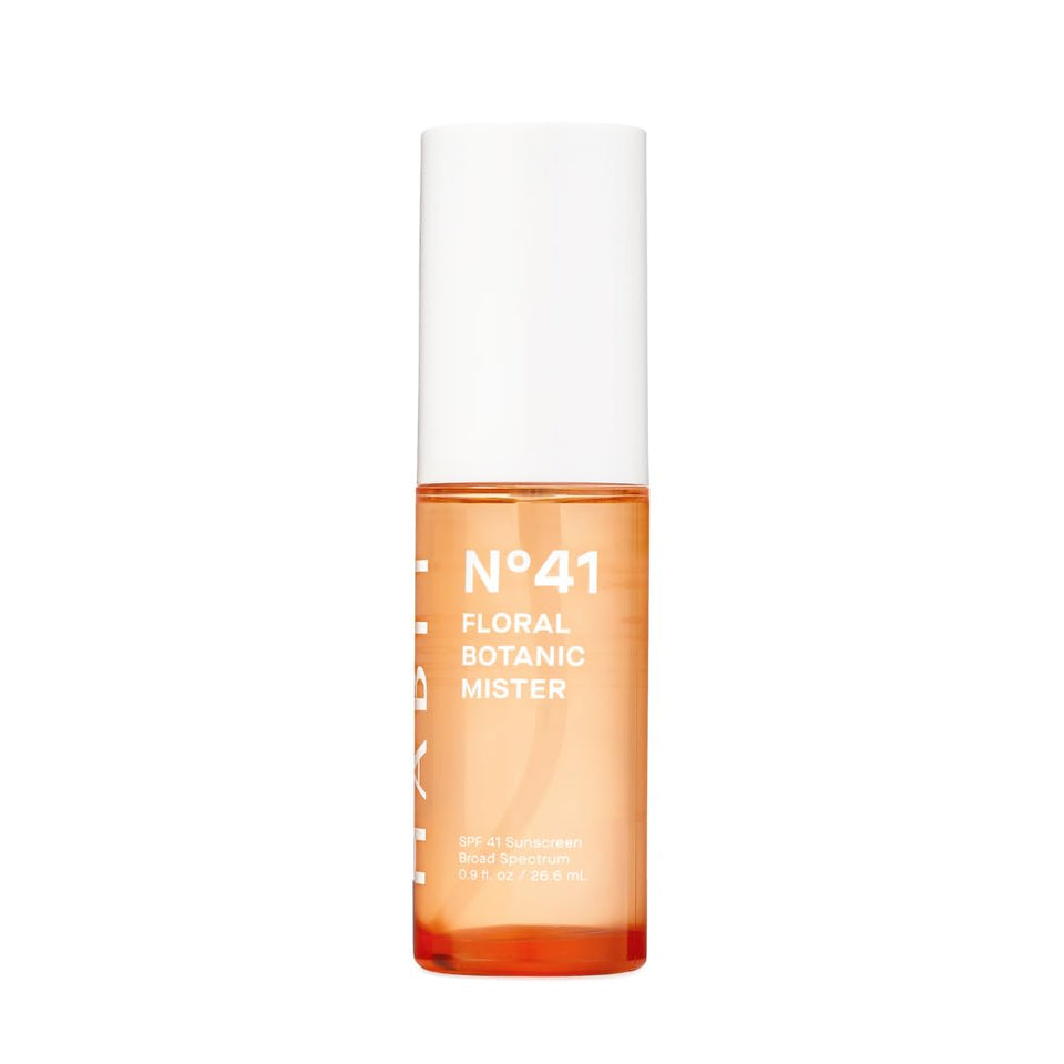 HABIT N°41 front packaging showing compact SPF 41 mist for travel convenience