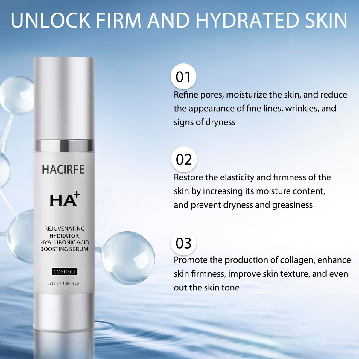 HACIRFE niacinamide and peptide detail highlighting smoothing benefit