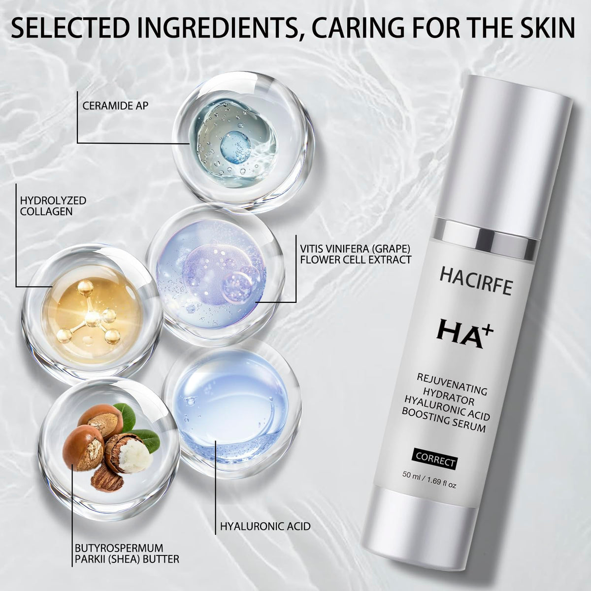 HACIRFE pipette dispensing serum highlighting controlled application benefit