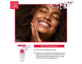 Hada Labo Tokyo after rinse skin close-up showing smooth, moisturized complexion benefit