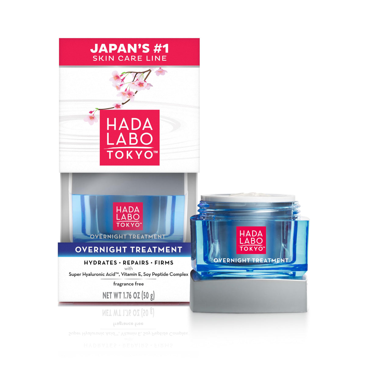 Hada Labo Tokyo front jar view showing compact travel-ready night cream