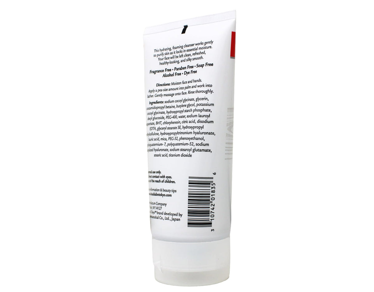 Hada Labo Tokyo creamy foam texture close-up highlighting gentle, hydrating lather